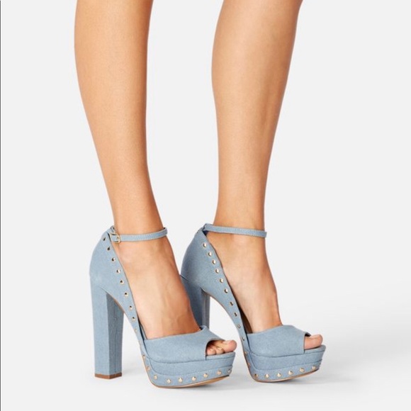 Patita Studded Denim Platform Pump 7.5 - Picture 10 of 10